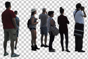 casual, caucasian, cutout, cutout groups, cutout people, day, diffuse, diffused light, eye level view, group, standing, summer