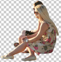 casual, caucasian, couple, cutout, cutout couples, cutout people, day, eye level view, side, sitting, summer, sunny, woman