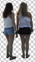 back, casual, caucasian, couple, cutout, cutout couples, cutout people, day, eye level view, standing, summer, sunny