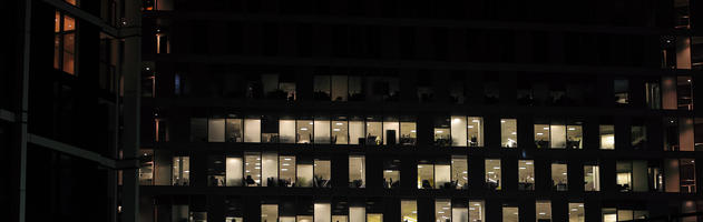 artificial lighting, city, city lights, England, eye level view, facade, interior, London, night, office building, outdoor lighting, The United Kingdom, urban