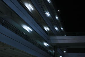artificial lighting, below, England, indoor lighting, interior, light, London, parking, The United Kingdom