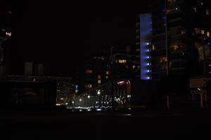 artificial lighting, city, cityscape, England, eye level view, London, night, residential, The United Kingdom, winter