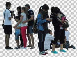 casual, caucasian, cutout, cutout groups, cutout people, day, diffuse, diffused light, eye level view, group, standing, summer