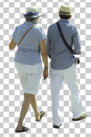 back, casual, caucasian, couple, cutout, cutout couples, cutout people, day, eye level view, summer, sunny, walking