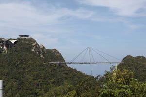 bridge, cable car, day, elevated, forest, Kedah, Malaysia, mountain, sunny, vegetation