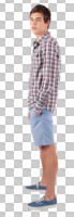 casual, caucasian, cutout, cutout men, cutout people, day, diffuse, diffused light, eye level view, male, man, side, standing, summer