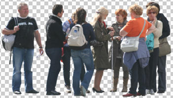 casual, caucasian, cutout, cutout groups, cutout people, day, eye level view, group, people, standing, summer, sunny