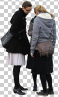 back, casual, cutout, cutout groups, cutout people, day, eye level view, group, natural light, people, standing, winter, woman