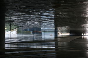 architecture, Barcelona, Cataluña, ceiling, day, eye level view, glass, pavement, Spain, underpass