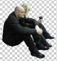 caucasian, cutout, cutout couples, cutout people, day, eye level view, female, male, people, side, sitting, spring