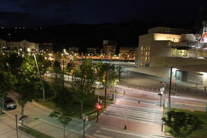 artificial lighting, Bilbao, cityscape, elevated, night, Pais Vasco, road, Spain, vegetation