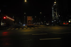 artificial lighting, Copenhagen , crossing, Denmark, eye level view, Kobenhavn, night, outdoor lighting, street