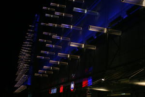 architecture, artificial lighting, below, building, facade, Krakow, light, Malopolskie, night, Poland