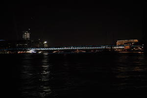 bridge, building, city, city, city lights, cityscape, England, evening, eye level view, London, night, river, The United Kingdom, winter