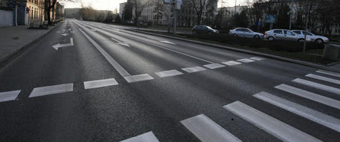 afternoon, crossing, day, diffuse, diffused light, eye level view, Krakow, Malopolskie, Poland, street, winter