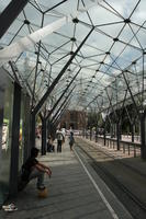 Belgium, Brussels, day, eye level view, natural light, station, street, summer, tramlines