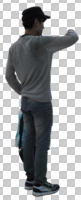 asian, casual, cutout, cutout men, cutout people, day, diffuse, diffused light, eye level view, male, man, side, standing, summer