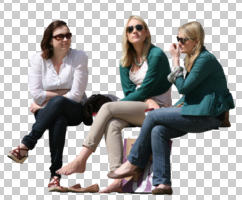 casual, caucasian, cutout, cutout groups, cutout people, day, eye level view, front, group, natural light, people, sitting, summer, sunny, woman