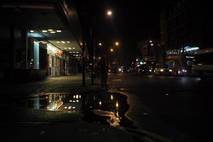 artificial lighting, city lights, England, eye level view, London, night, shop, spring, street, The United Kingdom, traffic, urban
