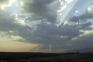 Andalucia, cloud, dusk, eye level view, San Pedro, sky, Spain, summer, sun glare, sunset