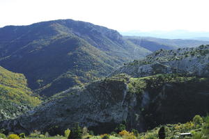 aerial view, autumn, bright, cliffs, day, elevated, France, mountain, Provence Alpes Cote D