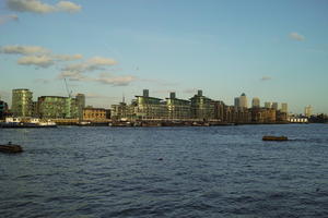 blue, city, city, cityscape, cloud, day, England, eye level view, London, natural light, river, riverbank, sky, sunny, sunset, The United Kingdom, waterfront, winter