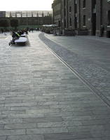 afternoon, England, eye level view, ground, London, looking down, outdoors, paving, railway, shady, square, street, The United Kingdom, urban