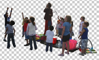 casual, children, cutout, cutout groups, cutout people, day, eye level view, group, natural light, people, performer, standing, summer, sunny