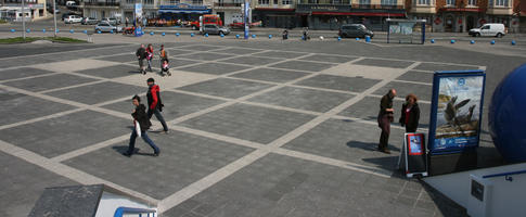 Boulogne-sur-Mer, casual, day, elevated, France, group, Nord-Pas-de-Calais, pavement, people, spring, standing, sunny, walking