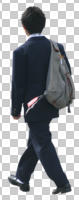 asian, back, casual, cutout, cutout men, cutout people, day, eye level view, man, smart, walking