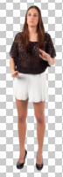 casual, caucasian, cutout, cutout people, cutout women, eye level view, female, front, indoor lighting, standing, studio lighting, summer, woman, youngster