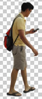 asian, casual, cutout, cutout men, cutout people, day, diffuse, diffused light, eye level view, male, man, side, summer, walking