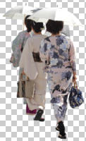 asian, back, cutout, cutout groups, cutout people, day, eye level view, group, people, spring, sunny, walking, woman