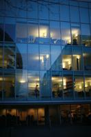 3-point perspective, architecture, artificial lighting, building, dusk, England, eye level view, facade, glass, London, office, The United Kingdom, urban