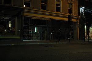 artificial lighting, building, England, eye level view, London, night, shop, spring, street, The United Kingdom, urban